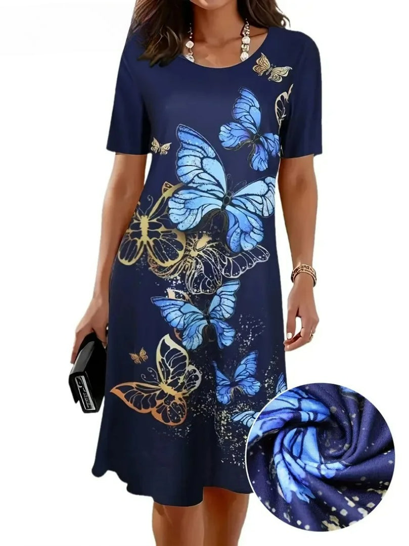 Vestido Midi Estampado Borboletas