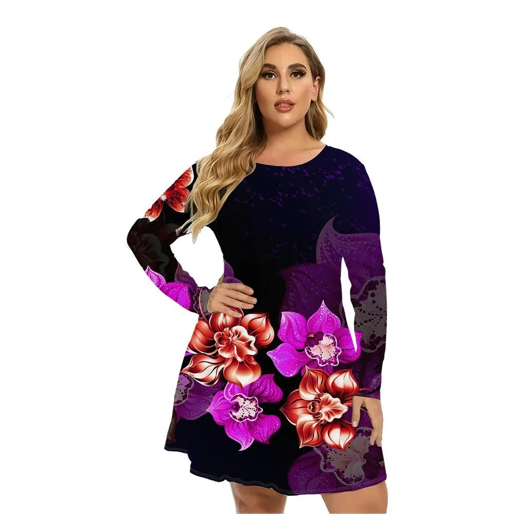 Vestido Estampado com Manga Longa