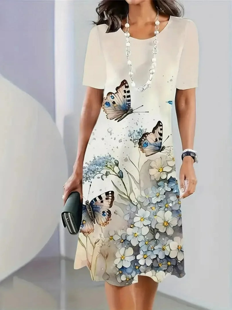 Vestido Midi Estampado Borboletas