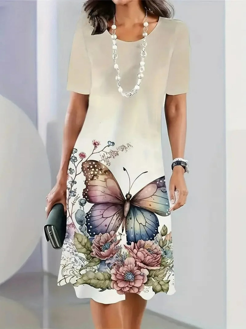 Vestido Midi Estampado Borboletas