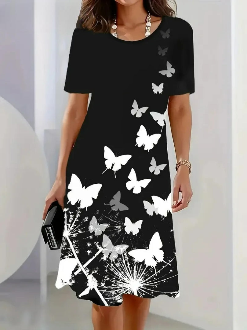 Vestido Midi Estampado Borboletas