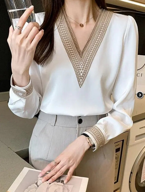 Blusa Gola em V Manga Longa Rubi HumArraso