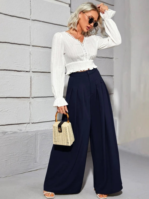 Calça Pantalona Detalhe em Plissado - Fernanda HumArraso