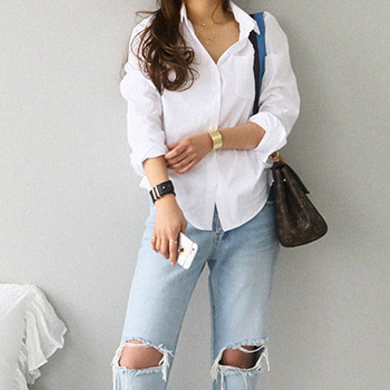 Camisa Feminina Manga Longa Casual Social HumArraso