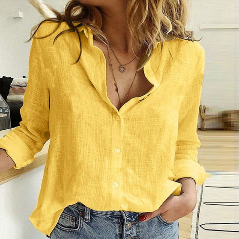 Camisa de Linho Feminina - Nonata Amarela5G HumArraso
