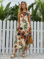 Vestido Longo Boho com Estampa de Plantas