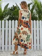Vestido Longo Boho com Estampa de Plantas