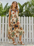 Vestido Longo Boho com Estampa de Plantas