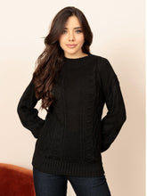 Suéter Feminino em Tricô com Tranças e Mangas Amplas – Rafaela
