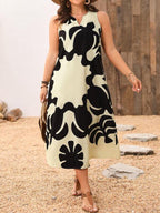 Vestido Longo Plus Size com Decote V Sem Mangas