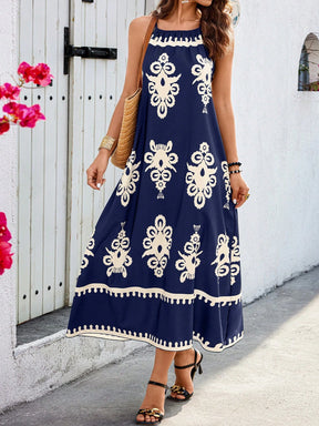 Vestido Longo Solto com Alças Finas e Estampa Floral - Boho Feminino de Verão