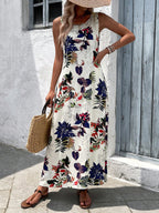 Vestido Longo Boho com Estampa de Plantas
