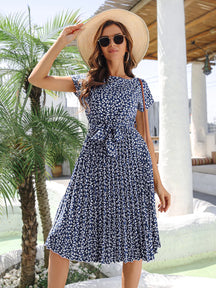 Vestido Midi Estampado Gola em O - Betriz