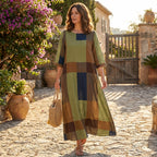 Vestido Midi Solto com Manga 3/4 e Estampado