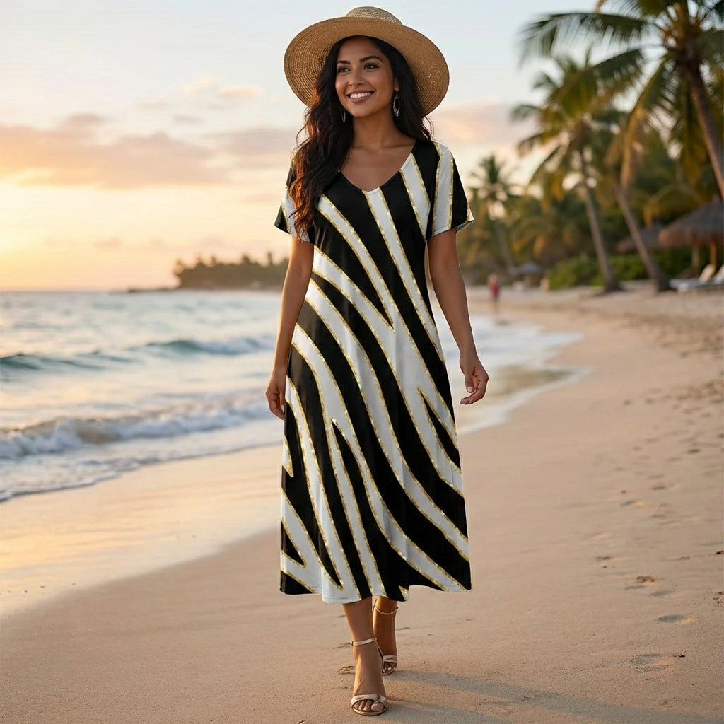 Vestido Longo Estampado Sereia
