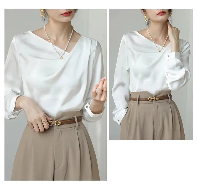 Blusa Decote Assimétrico Detalhe Drapeado - Ester