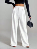 Calça de Escritório Branca Elegante de Estilo Francês