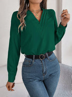 Camisa Feminina Manga Longa e Decote V