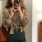 Camisa Feminina Xadrez de Algodão - Thaís