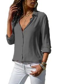 Camisa Feminina Social - Hannah - Cinza-XGGG - HumArraso