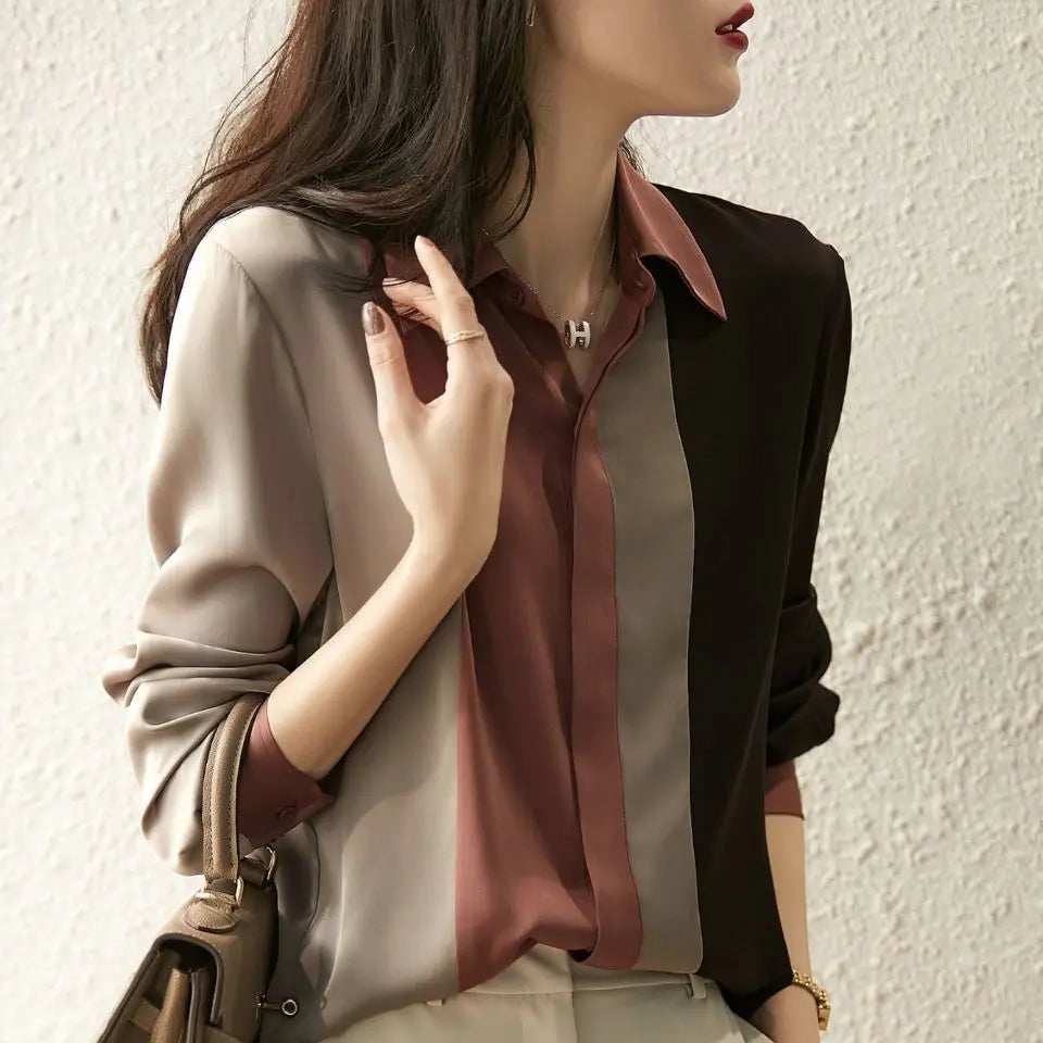 Camisa de Seda Social Feminina  HumArraso