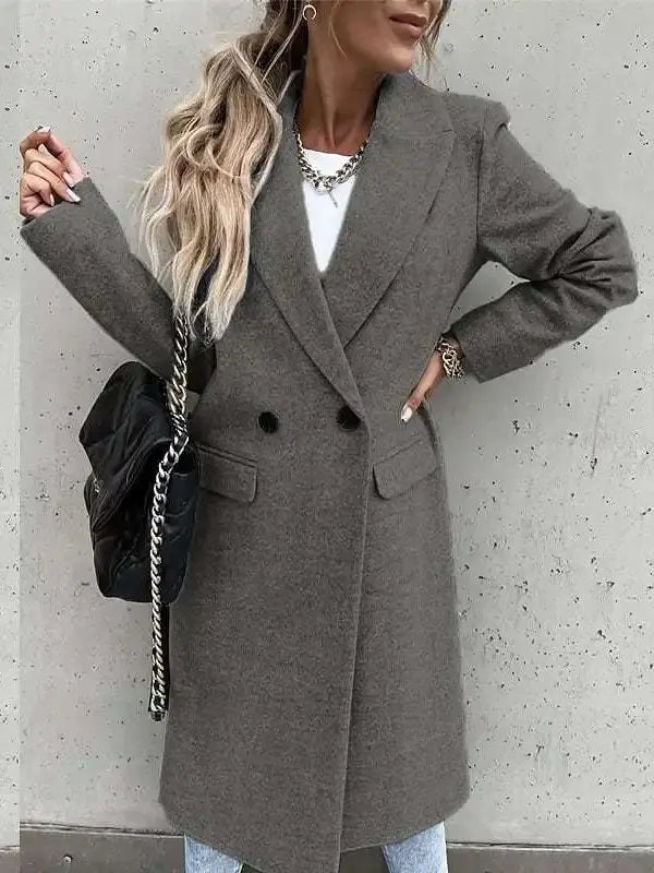 Casaco Feminino Longo De Lã Leticia - Cinza-XGG - HumArraso