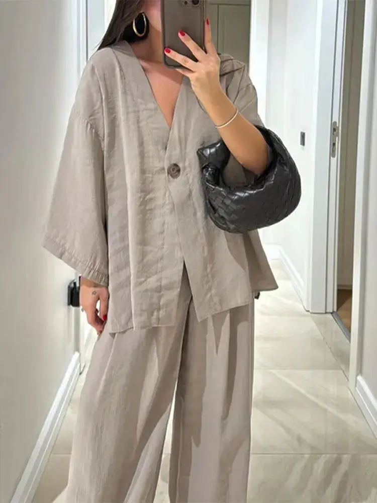 Conjunto Camisa e Calça Pantalona Mirela