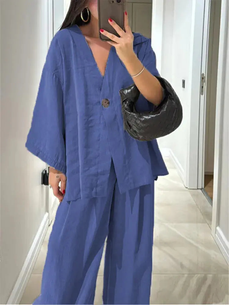 Conjunto Camisa e Calça Pantalona Mirela