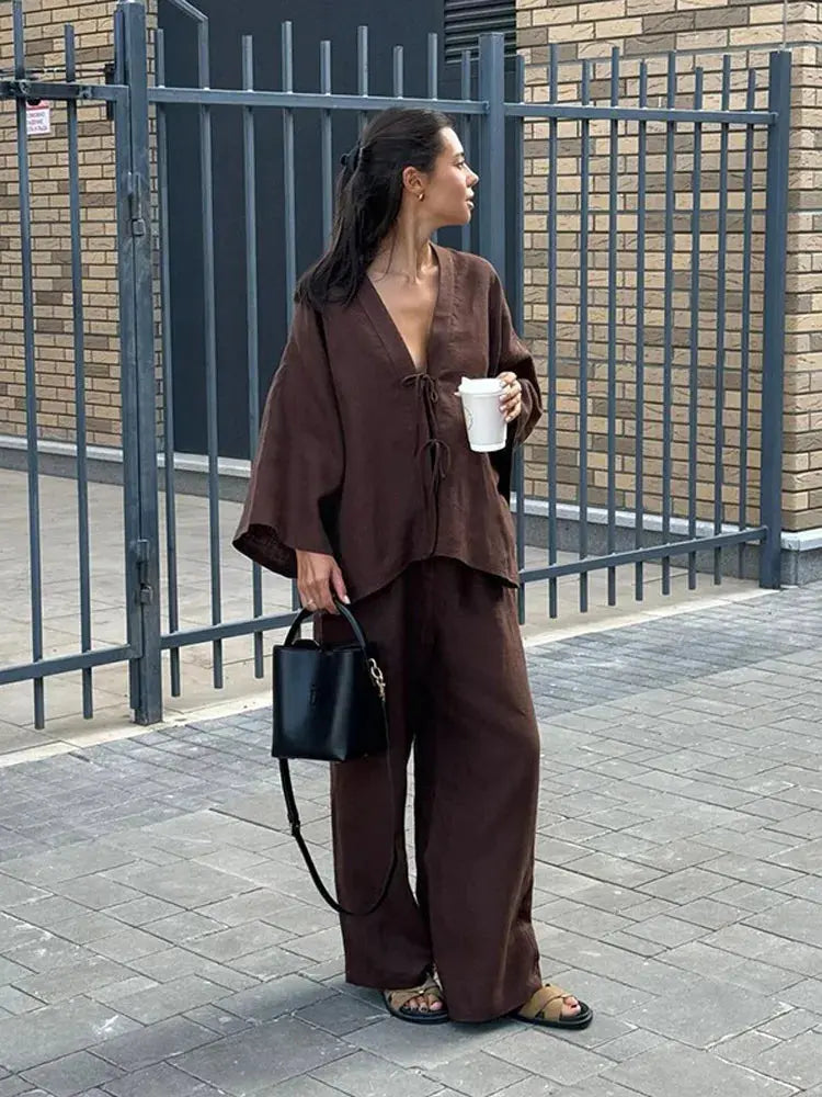 Conjunto Camisa e Calça Pantalona Mirela