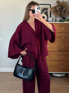 Conjunto Camisa e Calça Pantalona Mirela