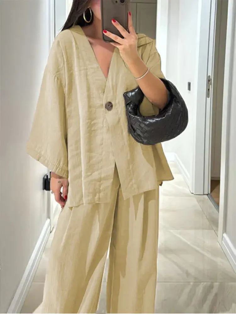 Conjunto Camisa e Calça Pantalona Mirela