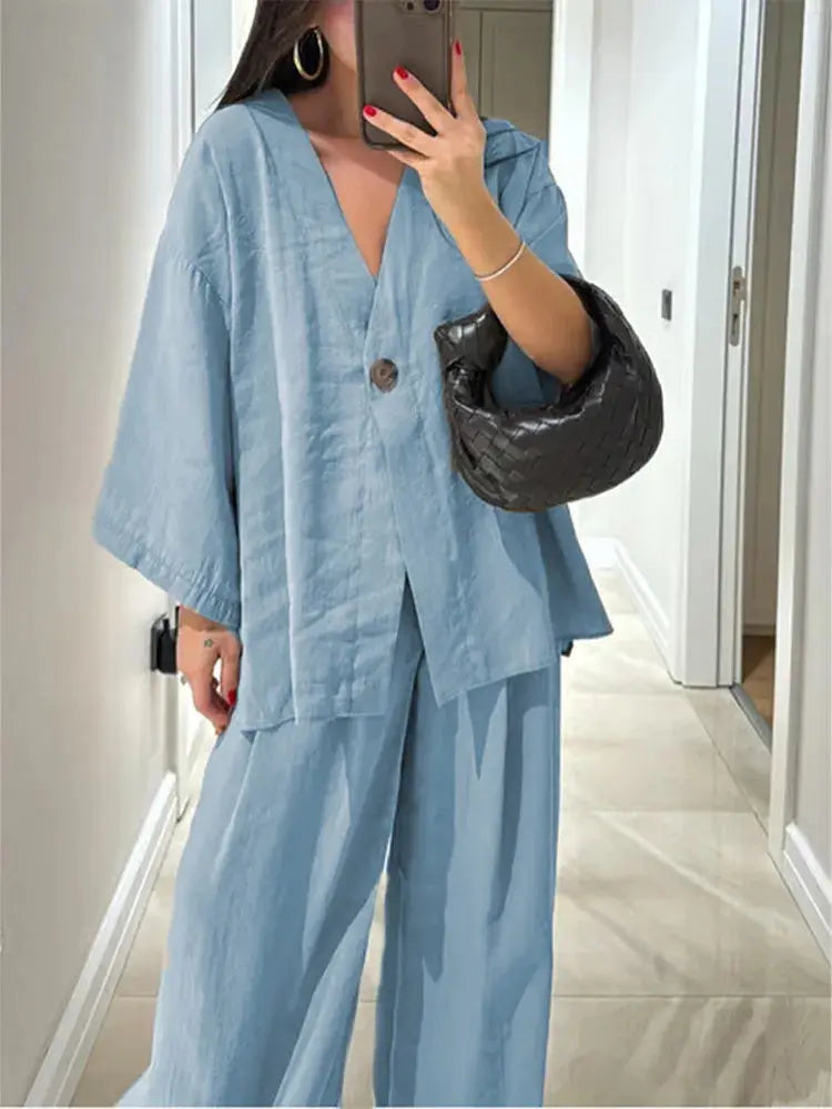 Conjunto Camisa e Calça Pantalona Mirela