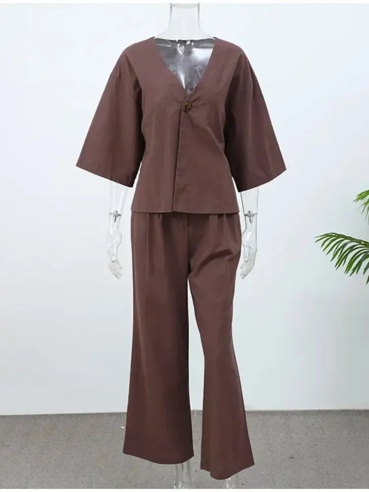 Conjunto Camisa e Calça Pantalona Mirela