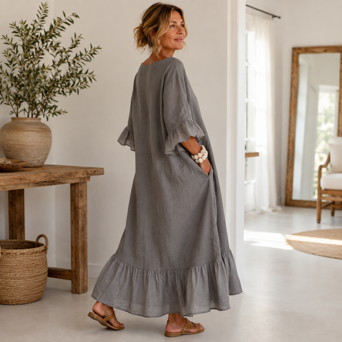 Vestido Casual com babados e bolso Hannele