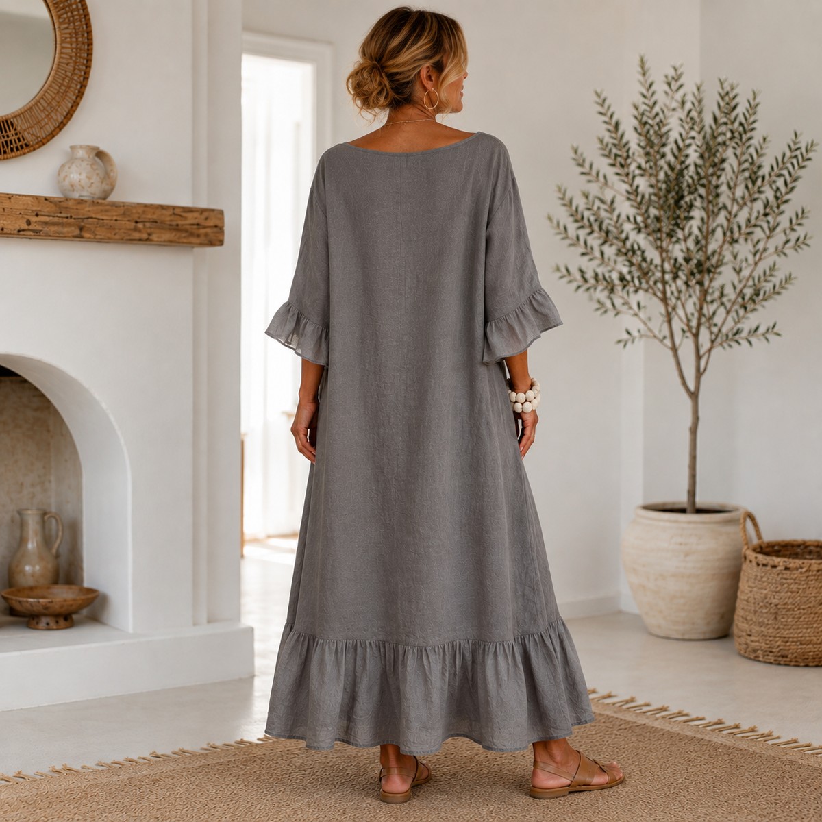 Vestido Casual com babados e bolso Hannele