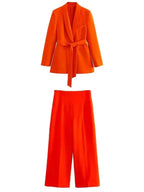 Conjunto Social Scandal de Blazer + Calça Alfaiataria - Laranja-G - HumArraso