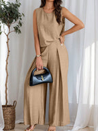 Conjunto de Linho e Calça Plissada