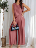 Conjunto de Linho e Calça Plissada
