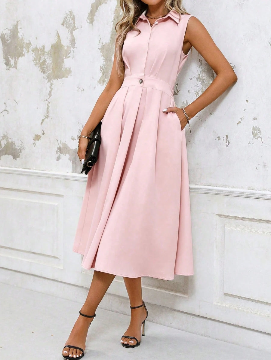 Vestido Longo Casual com Amarração na Cintura - Chemise