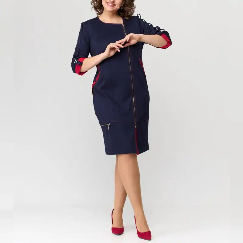 Vestido Midi Premium com Zíper Lateral – Marcela