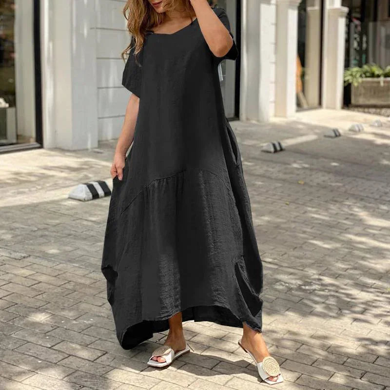 Vestido Longo de Linho com Bolsos Laterais Rosálie