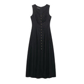 Vestido Longo com Gola Quadrada Lunara