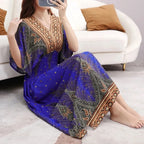 Vestido Longo Boho Estampado Decote V Dulcineia