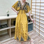 Vestido Longo Boho Estampado Decote V Dulcineia
