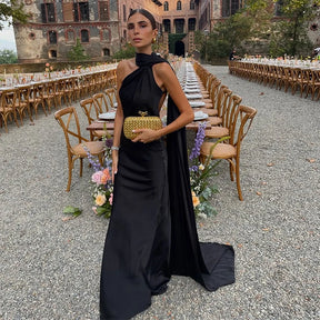 Vestido Longo com Fita de Cetim