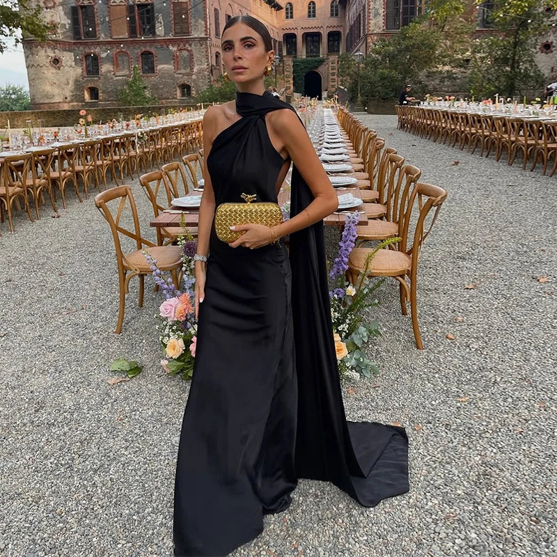 Vestido Longo com Fita de Cetim