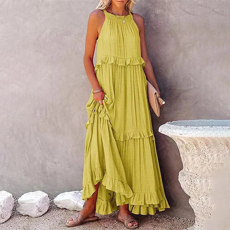 Vestido Longo Sem Mangas Sólis