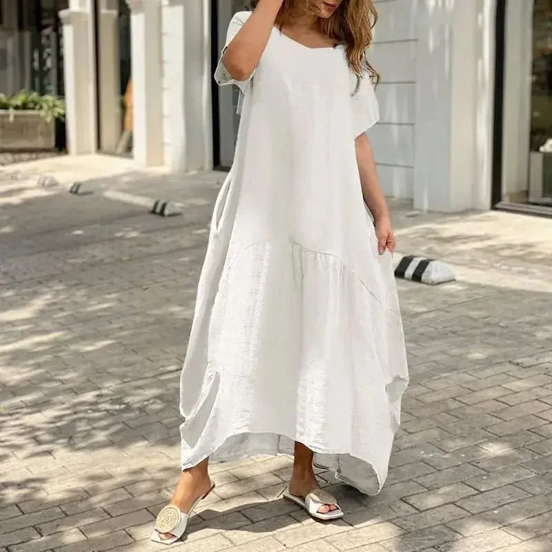 Vestido Longo de Linho com Bolsos Laterais Rosálie