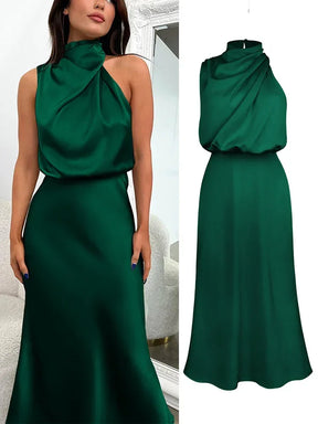 Vestido de Cetim Sem Mangas