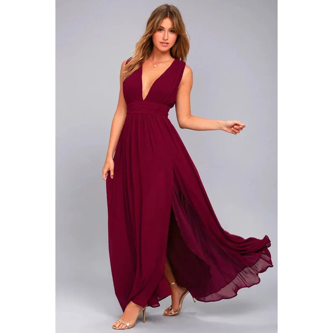 Vestido Longo com Fenda Virella